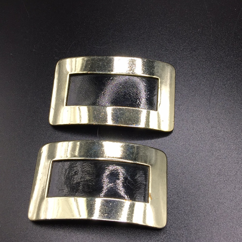 Vintage gold and black shoe clips